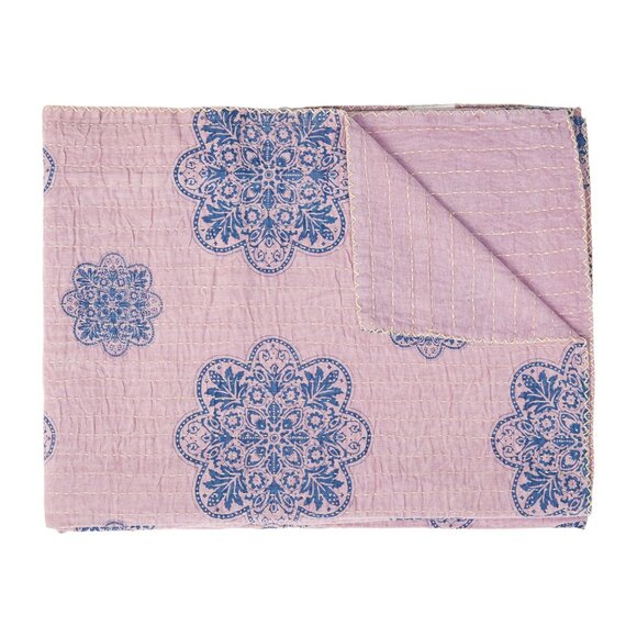 Taj Hotel Home Decor Kantha Cotton Throw | 1-Piece | Multicolor | 50"x70" - Picture 1 of 3